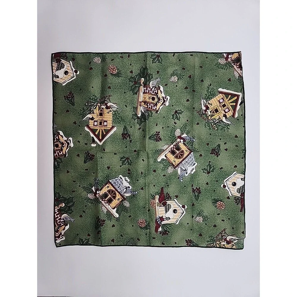 Christmas Napkins Holy Bird Cardinal Cloth Cotton Holiday Set of 4 Red & Green